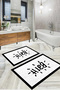 Digital Printed Washable and Non-Slip Based Bath Mat with Writing on It Toilet Set - 5