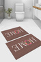 Digital Printed Washable and Non-Slip Based Floral Home Written Bath Mat Toilet Set - 2