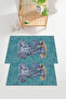 Digital Printed Washable and Non-Slip Based Elephant Patterned Bath Mat Toilet Set