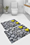 Digital Printed Washable and Non-Slip Base Heart Stone Model Bath Mat Toilet Set - 2
