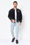 Men Loose Fit Long Sleeve Outdoor Bomber Jacket, Black - 3