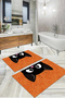 Digital Printed Washable and Non-Slip Based Cat Patterned Bath Mat Toilet Set - 5
