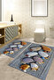 Digital Printed Washable and Non-Slip Based Footprint Patterned Bath Mat Toilet Set - 6