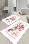 Digital Printed Washable and Non-Slip Floral Butterfly Figured Bath Mat Toilet Set - 3