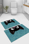 Digital Printed Washable and Non-Slip Based Cat Patterned Bath Mat Toilet Set - 2