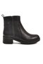 Black Genuine Leather Zippered Fleece Women's Heeled Boots 4663-1 Z - 2
