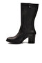 Black Genuine Leather Zippered Fleece Women's Boots 86620-1 Z - 4