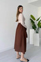 Women's Brown Crew Neck Belt Detailed Combination Dress - 4
