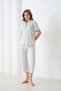 Women's Cotton Shirt Capri Stylish Casual Curve Bottom Top Nightwear Set - 4