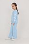 Girl's 3 Thread Ş Fleece-Lined Basic Sweatshirt with Ribbon Detail - Loose Fit Palazzo Tracksuit Set - 4