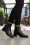 Black Genuine Leather Fleece Lined Zippered Non-Slip Women's Boots 9786-1 Z - 2