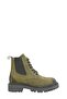 Khaki Suede Real Leather Women's Boots with Elastic Sides