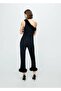 Thin Knit Fabric Feather Detailed Capri Pants - 4