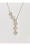 Steel Necklace Silver Color Heart with Stones Decorated Long Y Necklace - 2