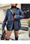 Premium Trend Velvet Collar Checkered Lining Zippered Trench Coat - 4