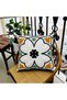 Linen Fabric Geometric Series Black-Mustard Detail Punch Throw Pillow Cover 43*43 cm - 8