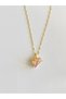 Steel Necklace with a Small Bow Detail on a Pink Heart Stone Necklace