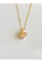 Steel Necklace with a Small Bow Detail on a Pink Heart Stone Necklace - 4