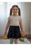 Eid Girl's French Velvet Flounce Skirt Short Mini with Pearls and Stones Elastic Waist Navy Blue