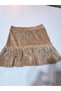 Eid Girl's French Velvet Flounce Skirt Short Mini Ruffle Elastic Waist Camel - 6