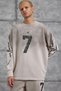 Men's Tracksuit Set Nmrc Number 7 Set Cream Oversize Loose Fit 3 Yarns Without Drawstrings - 5