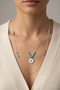 Steel Double Star Turquoise Necklace 45 cm |   Silver Color Non Tarnish Jewelry Women Steel Necklace - 4