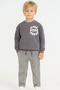 Boys' Striped Gray 100% Cotton Top and Bottom Set