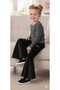 Eid Girls' French Velvet Wide Drapey Flared Leggings Ohlala Black - 5