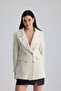 Women's Gold Buttoned Double-Breasted Tweed Jacket - 8