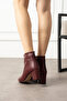 Women's Pointed Toe Thick Heeled Leather-Look Boots - 3