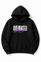 Black Oversized Overrated İnnerwork B Printed K Hooded Sweatshirt