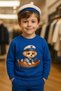 3-Ply Combed Cotton Children's Unisex Cute Dog on a Boat Patterned Sweatshirt Ages 3-4-5-6-7-8-9-10-11-12