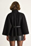 Women's Gold Button Detailed Belted Poncho - 7
