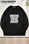 Unisex Horror Movie Addict Printed Oversized Crew Neck Sweatshirt