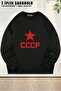 سويت شيرت للجنسين باللون الأحمر Cccp الاتحاد السوفيتي مطبوع قصة فضفاضة برقبة دائرية