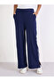 Navy Wide Leg Joggers with Side Taping Detail - 3