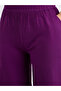 Purple Textured Wide Leg Casual Pants - 3