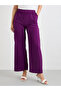 Purple Textured Wide Leg Casual Pants - 2