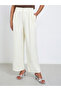 Cream Twill Wide Leg Trousers with Double Pleat Detail - 2