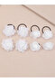 Set of 8 - 3D Floral Decor Hair Clip and Ties - 3
