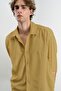 Men's Oversized Dressed-Up Velvet Yellow Shirt - 2