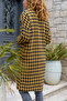 Women's Lined Crow Pattern Midi Length Coat with Pockets New700-3299 - 4