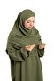 Khaki Two Piece Prayer Dress Woven Self Patterned 2502_09 - 5