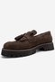 Poen Brown Nubuck Genuine Leather Tasseled Women's Loafer Shoes - 4