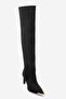 Vody Black Suede Over-The-Knee Zippered Women's Heeled Boots - 3