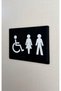 Black Plexiglass Disabled Toilet Sign for Women and Men Unisex Toilet Direction Sign - 3