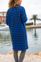 Women's Lined Crow Pattern Midi Length Coat with Pockets New700-3299 - 4