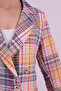 Women's Yellow-Fuchsia Double-Breasted Collar Tweed Crop Jacket Arm-24K001014 - 5
