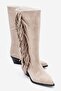 Orlo Beige Suede Genuine Leather Tasseled Women's Western Boots