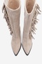 Orlo Beige Suede Genuine Leather Tasseled Women's Western Boots - 2